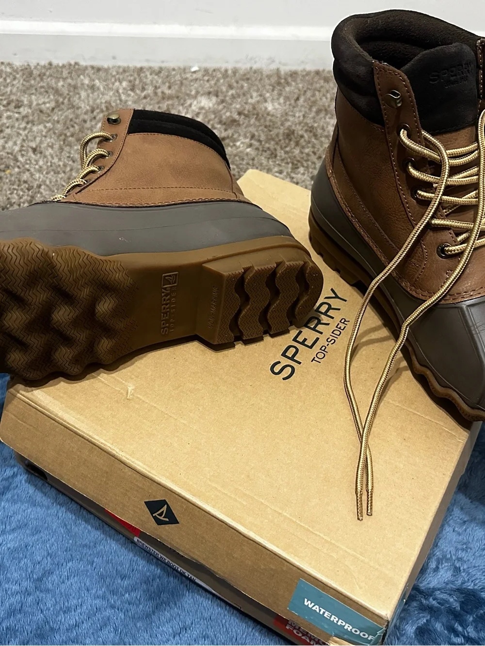 Sperry Brown and Dark Brown Waterproof Duck Boots